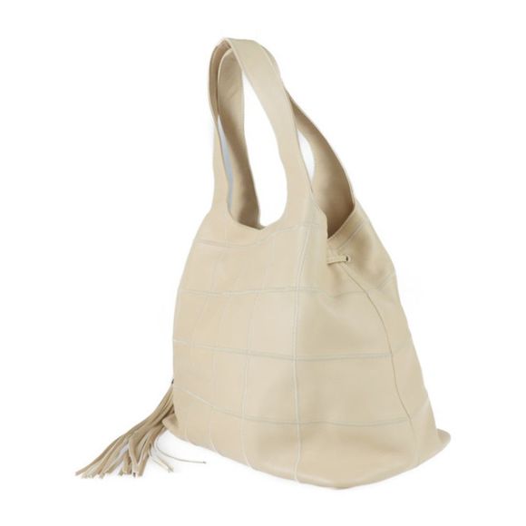 Chanel Chocolate Bar Shoulder Bag Leather Beige Silver Tote Bag Cocomark - Picture 2 of 7